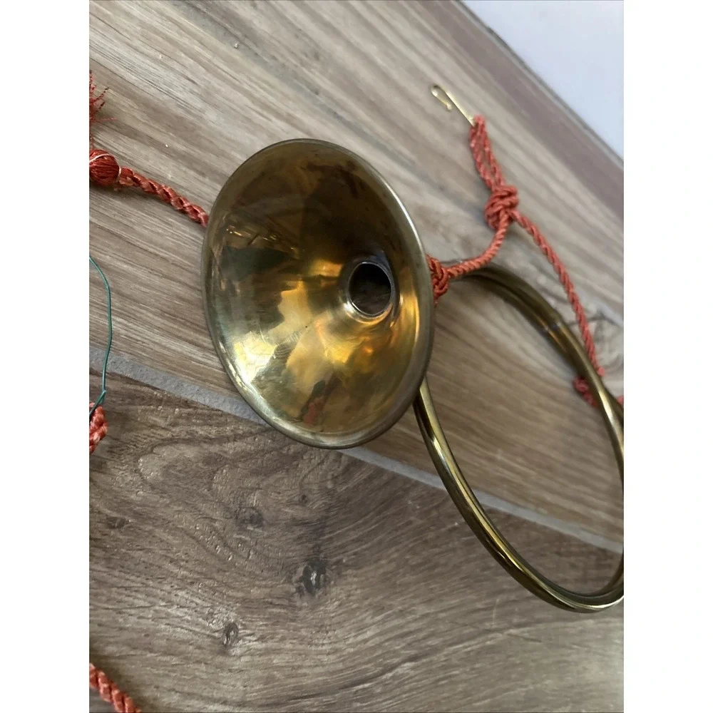 Lot Of 3 Vintage 13 Inch Decorative Brass Horns with Rope for Hanging